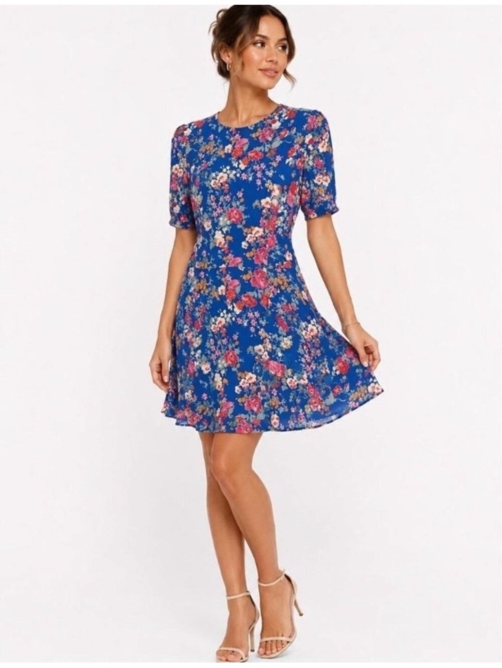 Tularosa Revolve Iris bright Cobalt blue floral short sleeve mini dress XS